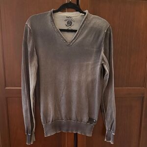 Diesel Men's V-Neck Sweater in Faded Brown-Gray